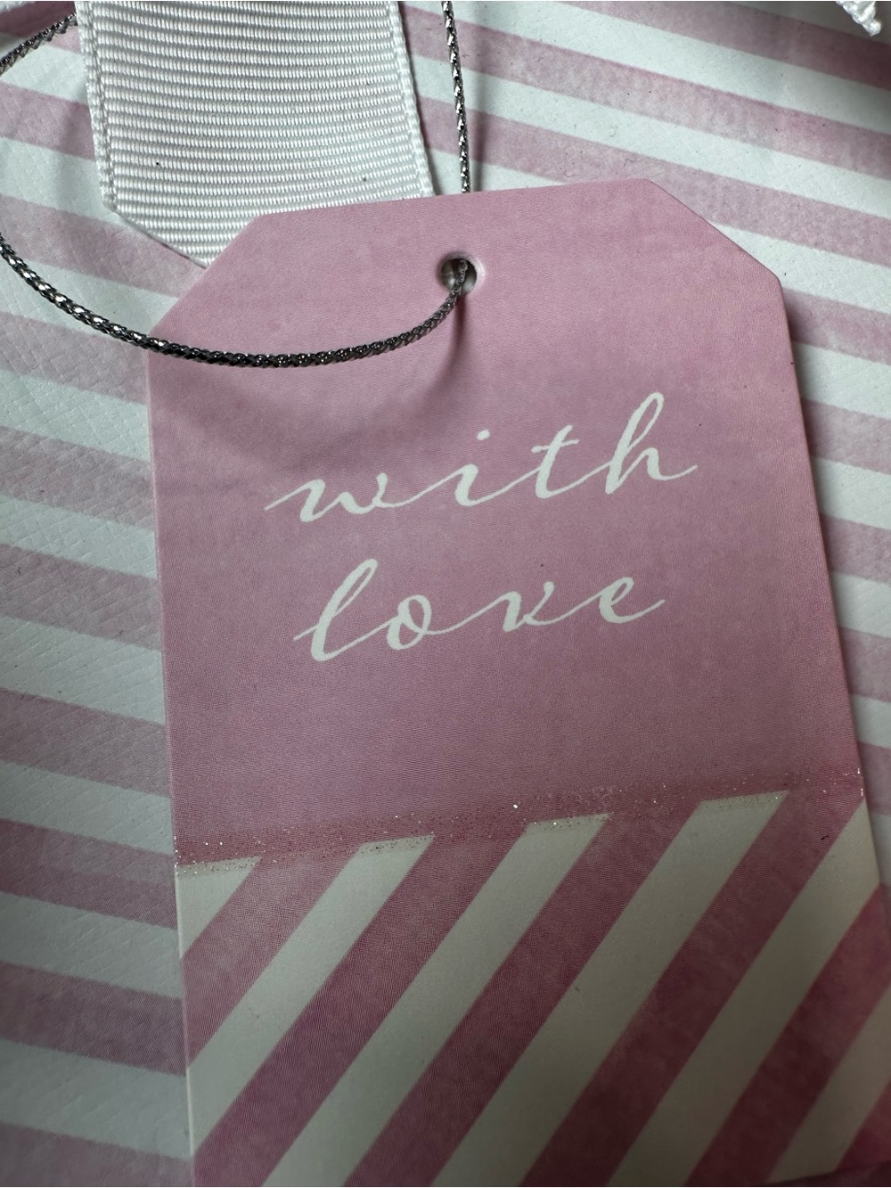 Striped Pink Gift Boxes with Ribbon - Set of 2 - Picture 5 of 14